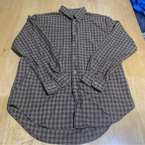Duck Head‎ Shirt Men's Médium Long Sleeve Plaid Button Down Brown B-39